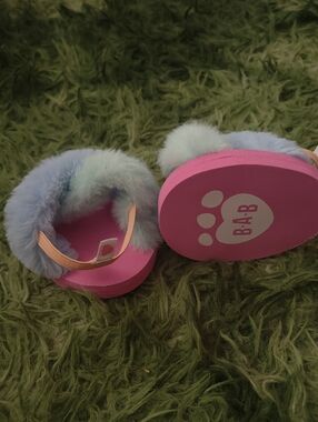 Build-A-Bear Plush Fuzzy Pink Footed Slippers